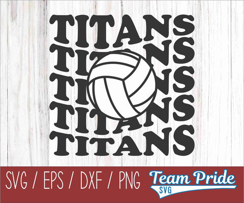 Titans Volleyball Retro Wave SVG Digital Download Printable - SVG, EPS, DXF, PNG SVG Team Pride SVG 