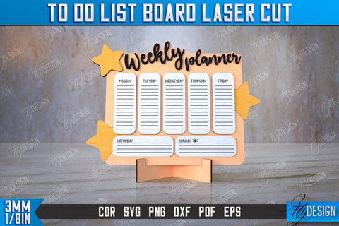 To Do List Board Bundle | Weekly Planner | Planner Board on a Stand | Desktop Planner | CNC Files SVG Fly Design 