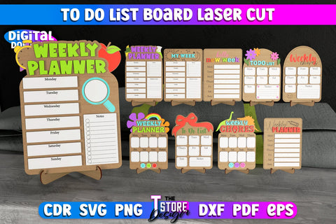 To Do List Board Bundle | Weekly Planner | Planner Board on a Stand | Desktop Planner | CNC Files SVG The T Store Design 