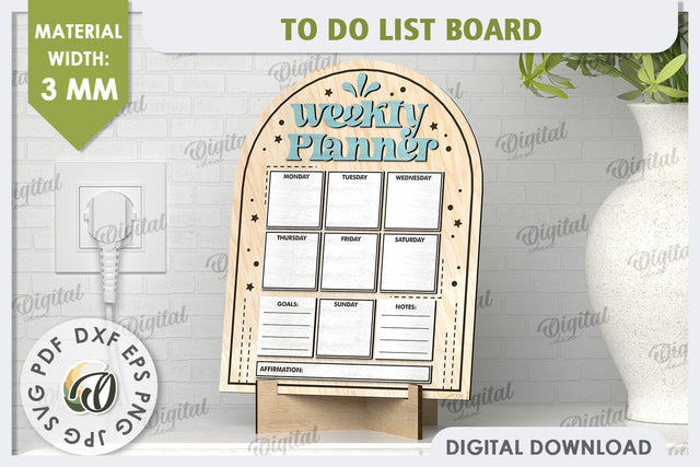 To Do List Board Laser Cut Design. Weekly Planner SVG SVG Evgenyia Guschina 