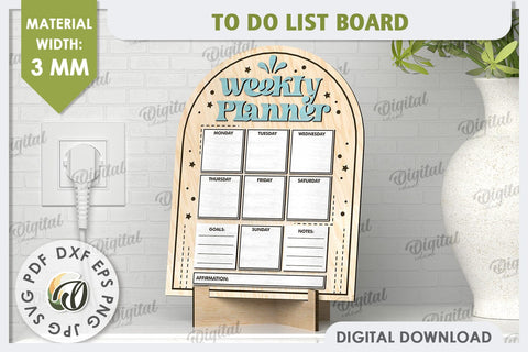 To Do List Board Laser Cut Design. Weekly Planner SVG SVG Evgenyia Guschina 