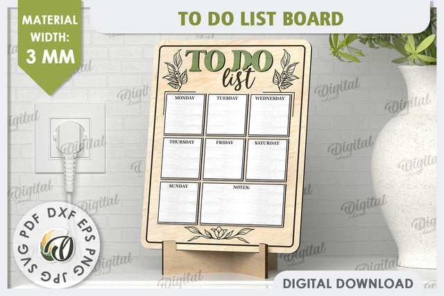To Do List Board Laser Cut Design. Weekly Planner SVG SVG Evgenyia Guschina 