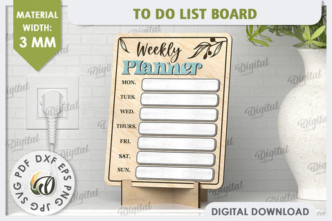 To Do List Board Laser Cut Design. Weekly Planner SVG SVG Evgenyia Guschina 