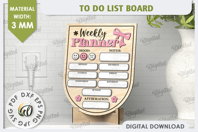 To Do List Board Laser Cut Design. Weekly Planner SVG SVG Evgenyia Guschina 