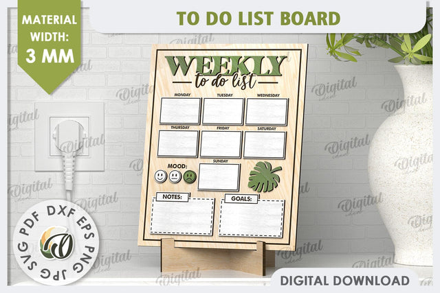 To Do List Board Laser Cut Design. Weekly Planner SVG SVG Evgenyia Guschina 