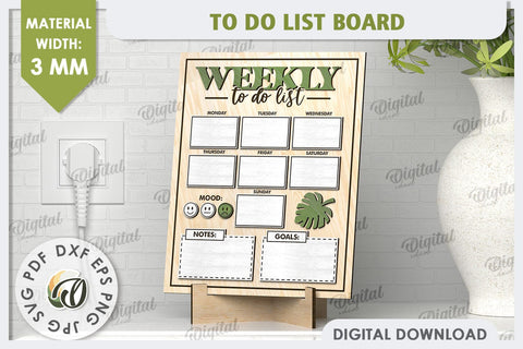 To Do List Board Laser Cut Design. Weekly Planner SVG SVG Evgenyia Guschina 