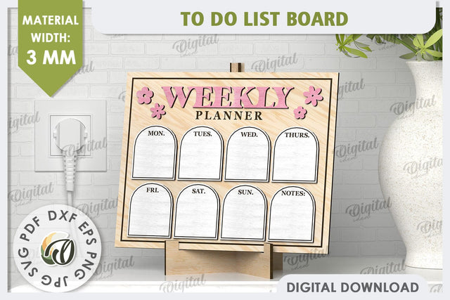 To Do List Board Laser Cut Design. Weekly Planner SVG SVG Evgenyia Guschina 
