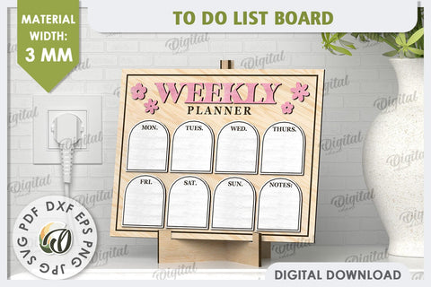 To Do List Board Laser Cut Design. Weekly Planner SVG SVG Evgenyia Guschina 