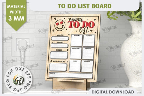 To Do List Board Laser Cut Design. Weekly Planner SVG SVG Evgenyia Guschina 