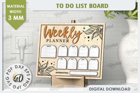 To Do List Board Laser Cut Design. Weekly Planner SVG SVG Evgenyia Guschina 
