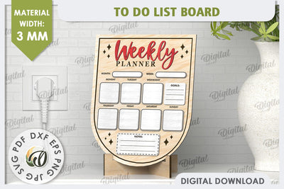 To Do List Board Laser Cut Design. Weekly Planner SVG SVG Evgenyia Guschina 