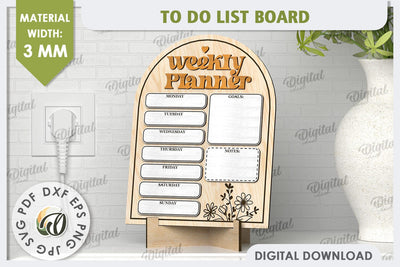 To Do List Board Laser Cut Design. Weekly Planner SVG SVG Evgenyia Guschina 