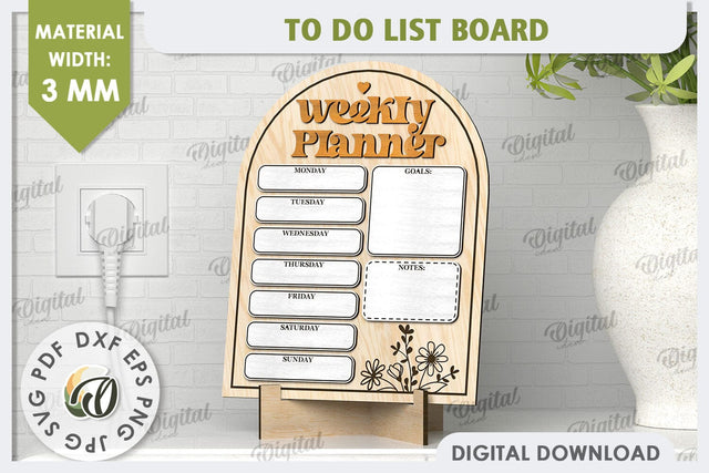 To Do List Board Laser Cut Design. Weekly Planner SVG SVG Evgenyia Guschina 