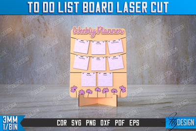 To Do List Board | Weekly Planner | Planner Board on a Stand | Desktop Planner | CNC File SVG Fly Design 