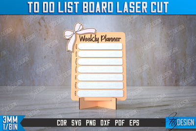 To Do List Board | Weekly Planner | Planner Board on a Stand | Desktop Planner | CNC File SVG Fly Design 