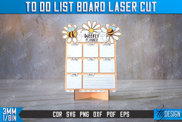 To Do List Board | Weekly Planner | Planner Board on a Stand | Desktop Planner | CNC File SVG Fly Design 