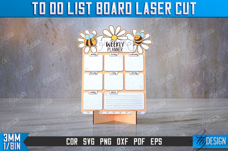 To Do List Board | Weekly Planner | Planner Board on a Stand | Desktop Planner | CNC File SVG Fly Design 