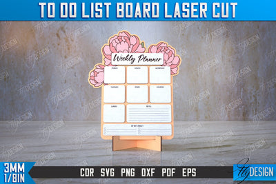 To Do List Board | Weekly Planner | Planner Board on a Stand | Desktop Planner | CNC File SVG Fly Design 