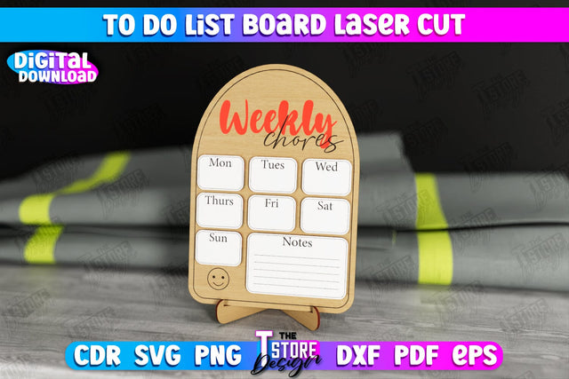 To Do List Board | Weekly Planner | Planner Board on a Stand | Desktop Planner | CNC File SVG The T Store Design 