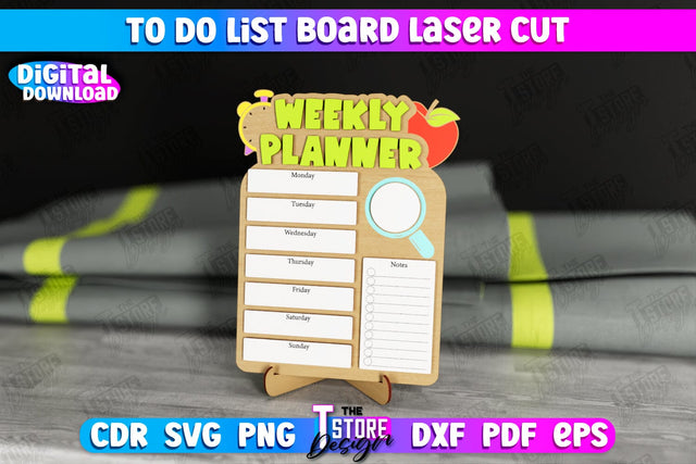 To Do List Board | Weekly Planner | Planner Board on a Stand | Desktop Planner | CNC File SVG The T Store Design 