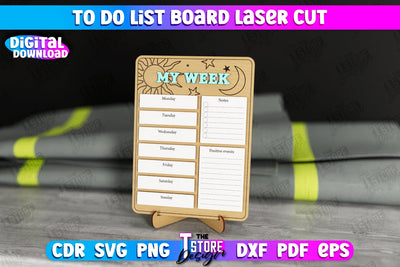 To Do List Board | Weekly Planner | Planner Board on a Stand | Desktop Planner | CNC File SVG The T Store Design 
