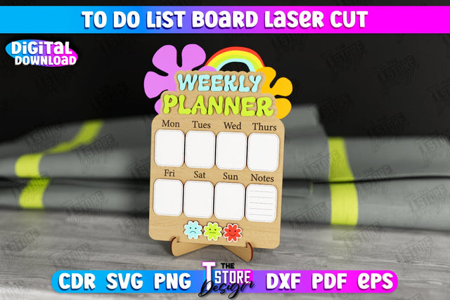 To Do List Board | Weekly Planner | Planner Board on a Stand | Desktop Planner | CNC File SVG The T Store Design 