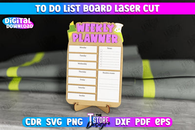 To Do List Board | Weekly Planner | Planner Board on a Stand | Desktop Planner | CNC File SVG The T Store Design 