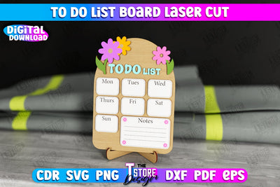 To Do List Board | Weekly Planner | Planner Board on a Stand | Desktop Planner | CNC File SVG The T Store Design 