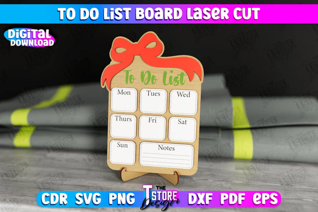 To Do List Board | Weekly Planner | Planner Board on a Stand | Desktop Planner | CNC File SVG The T Store Design 