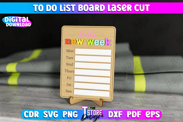 To Do List Board | Weekly Planner | Planner Board on a Stand | Desktop Planner | CNC File SVG The T Store Design 