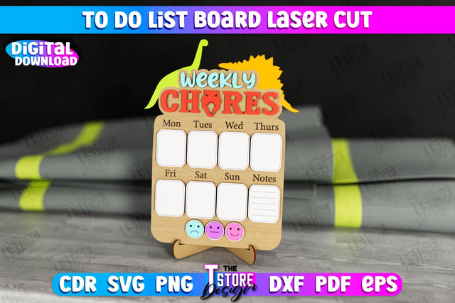 To Do List Board | Weekly Planner | Planner Board on a Stand | Desktop Planner | CNC File SVG The T Store Design 