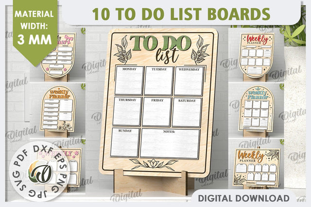 To Do List Boards Laser Cut Bundle. Weekly Planners SVG SVG Evgenyia Guschina 