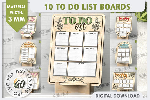 To Do List Boards Laser Cut Bundle. Weekly Planners SVG SVG Evgenyia Guschina 