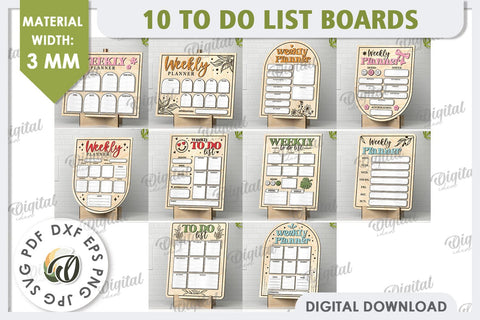 To Do List Boards Laser Cut Bundle. Weekly Planners SVG SVG Evgenyia Guschina 