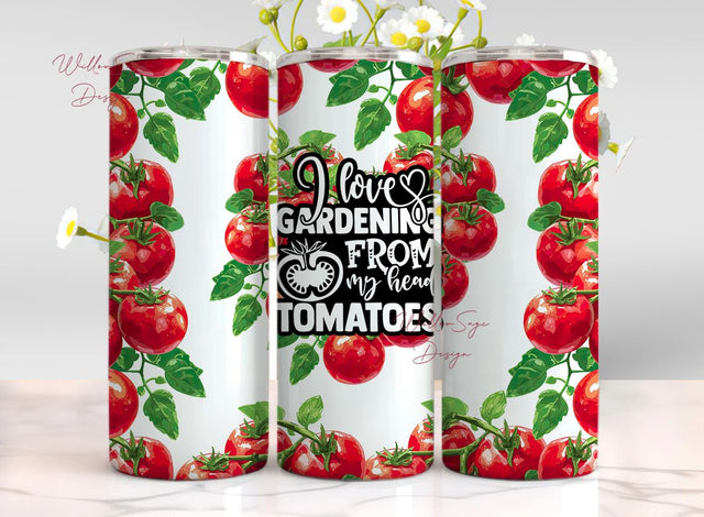 Tomato Garden Sublimation Design, 20oz Skinny Tumbler, Plant Obsessed, Gardening Gift, I Love Gardening, Tomato Plant, Seamless Tumbler Wrap Sublimation WillowSageDesign 