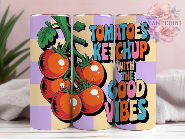 Tomato Summer Humor 20oz Tumbler Wrap, Tomatoes Ketchup Vibes, Funny Fruit Sublimation, Tomato PNG Design, 20oz Tumbler Wrap, Tropical Summer Vibes, Fruit Humor Wrap Sublimation Li Zamperini 