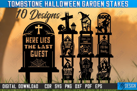 Tombstone Garden Stakes Laser Cut Bundle | Halloween | Seasonal Garden Decoration | Lawn Stake | Garden Sign | CNC Files SVG Fly Design 