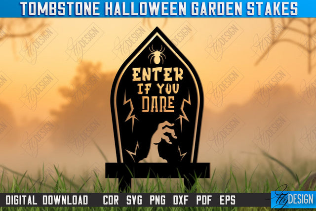 Tombstone Garden Stakes Laser Cut | Halloween | Seasonal Garden Decoration | Lawn Stake | Garden Sign | CNC File SVG Fly Design 