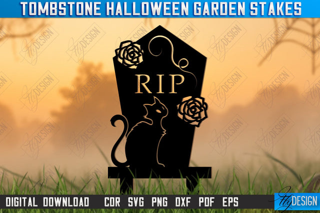 Tombstone Garden Stakes Laser Cut | Halloween | Seasonal Garden Decoration | Lawn Stake | Garden Sign | CNC File SVG Fly Design 