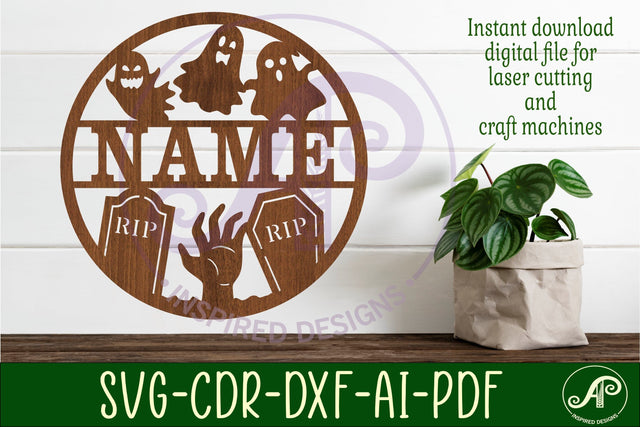 Tombstones and ghosts name sign svg laser SVG APInspireddesigns 