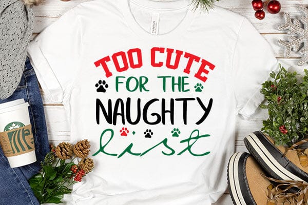 Too cute for the naughty list SVG Angelina750 