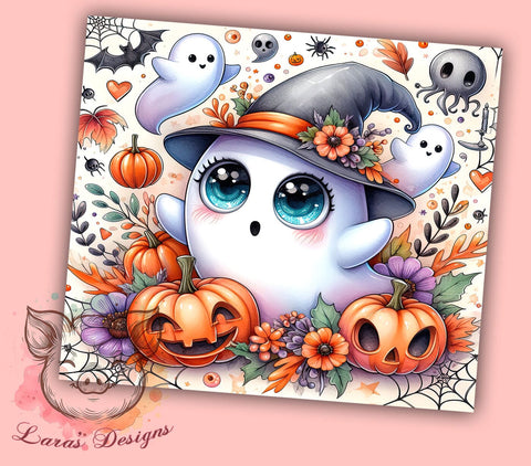 Too Cute To Spook 20 oz Skinny Tumbler Sublimation Design, Straight & Tapered Tumbler Png, Cute Ghost Tumbler Png, Digital Download PNG Sublimation Lara' s Designs 
