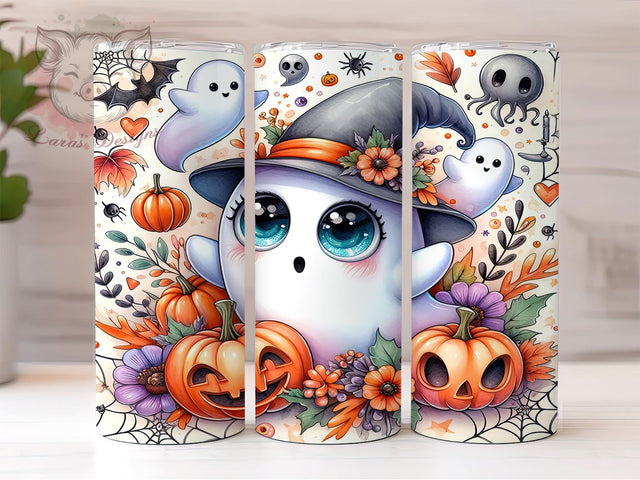 Too Cute To Spook 20 oz Skinny Tumbler Sublimation Design, Straight & Tapered Tumbler Png, Cute Ghost Tumbler Png, Digital Download PNG Sublimation Lara' s Designs 