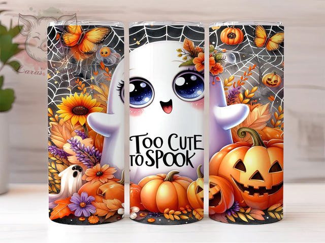Too Cute To Spook 20 oz Skinny Tumbler Sublimation Design, Straight & Tapered Tumbler Png, Cute Ghost Tumbler Png, Digital Download PNG Sublimation Lara' s Designs 