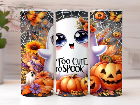 Too Cute To Spook 20 oz Skinny Tumbler Sublimation Design, Straight & Tapered Tumbler Png, Cute Ghost Tumbler Png, Digital Download PNG Sublimation Lara' s Designs 