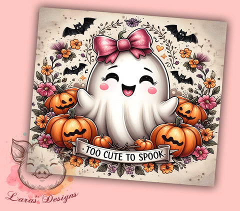 Too Cute To Spook 20 oz Skinny Tumbler Sublimation Design, Straight & Tapered Tumbler Png, Spooky Season Tumbler Png, Digital Download PNG Sublimation Lara' s Designs 