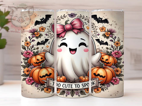 Too Cute To Spook 20 oz Skinny Tumbler Sublimation Design, Straight & Tapered Tumbler Png, Spooky Season Tumbler Png, Digital Download PNG Sublimation Lara' s Designs 