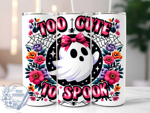 Too Cute To Spook 20oz Skinny Tumbler PNG, Cute Goth Tumbler Sublimation Wrap, Straight & Tapered Tumbler Wrap, Instant Digital Download Sublimation ToriDesigns 