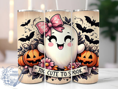 Too Cute To Spook 20oz Skinny Tumbler PNG, Spooky Season Tumbler Sublimation Wrap, Straight & Tapered Tumbler Wrap, Instant Digital Download Sublimation ToriDesigns 