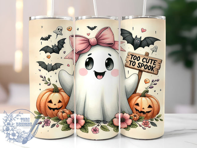 Too Cute To Spook 20oz Skinny Tumbler PNG, Spooky Season Tumbler Sublimation Wrap, Straight & Tapered Tumbler Wrap, Instant Digital Download Sublimation ToriDesigns 